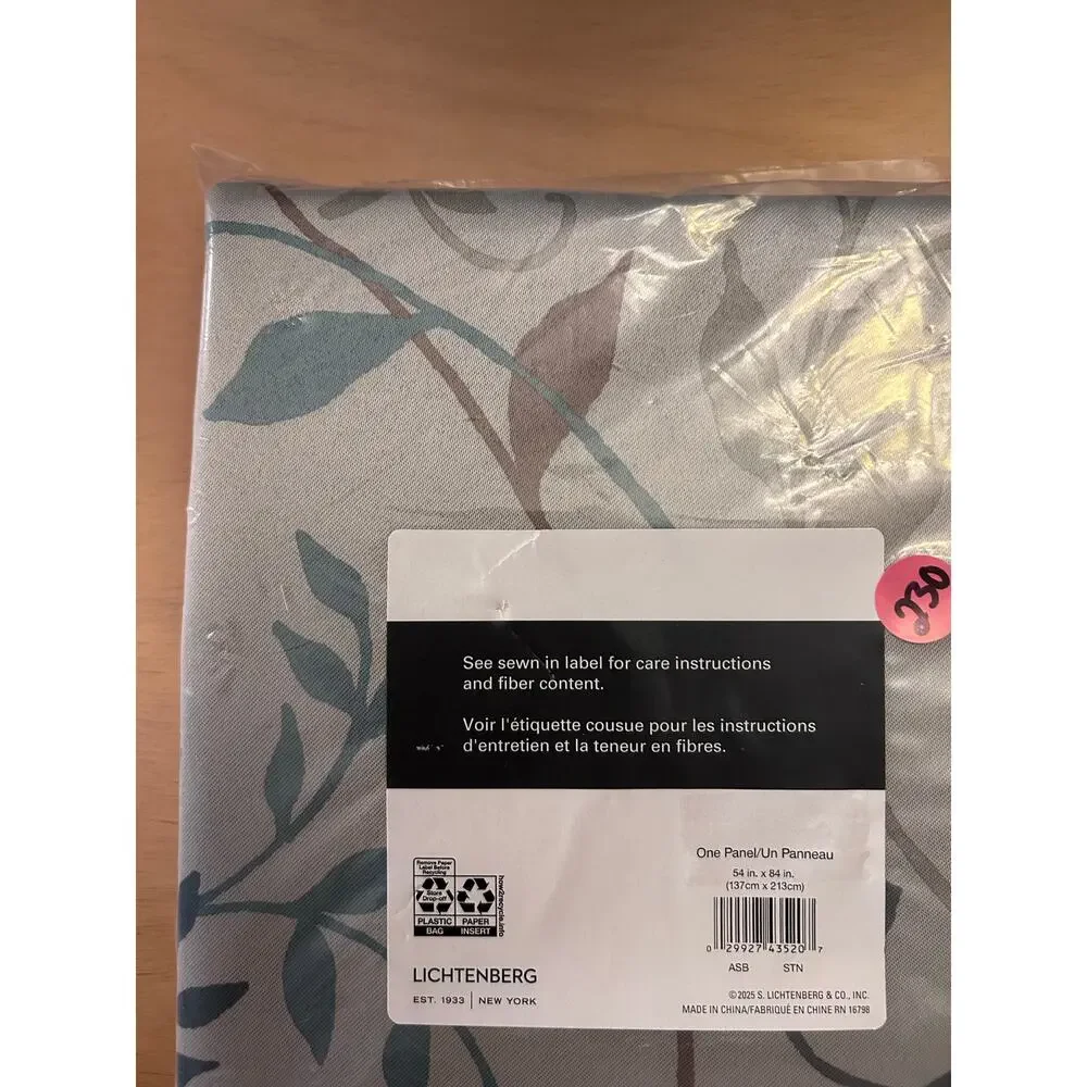 New Sun Zero Thermal Insulated Blackout Curtain Panel Gray Blue Tan 54 x 84